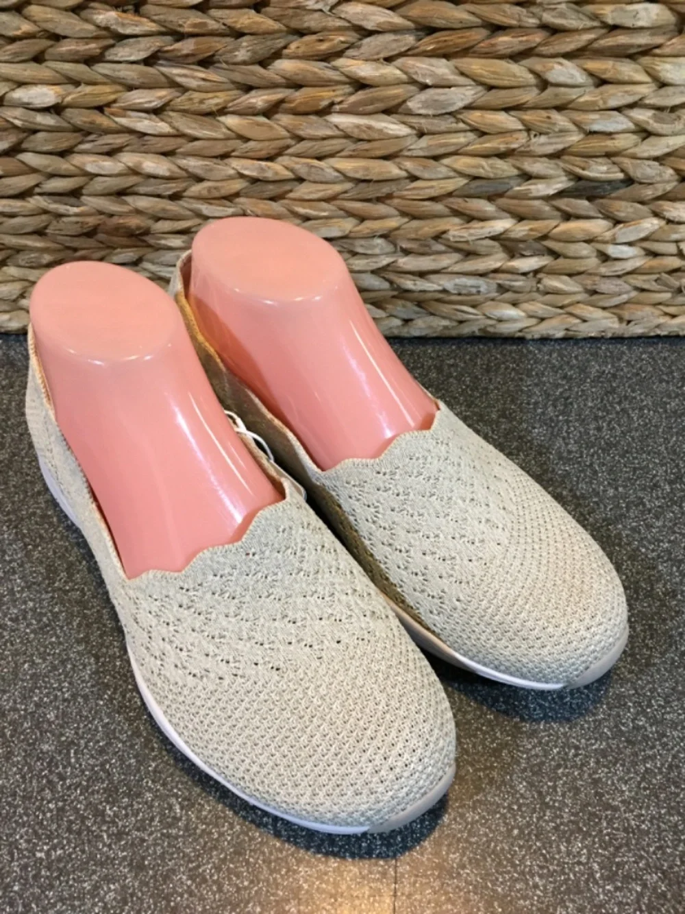Skechers Light Tan Knit Slip-On Flats